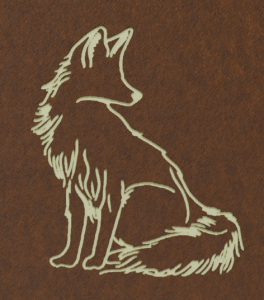 an embossed Fox set against a brown background that serves as a cover for the book "Foxing"